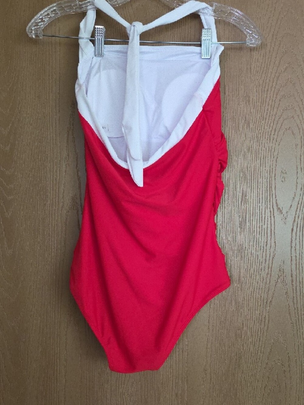 Red & White One-Piece Swimsuit with Halter Strap...size Med - Picture 3 of 4